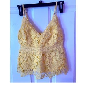 Ruffled tank top with spaghetti straps